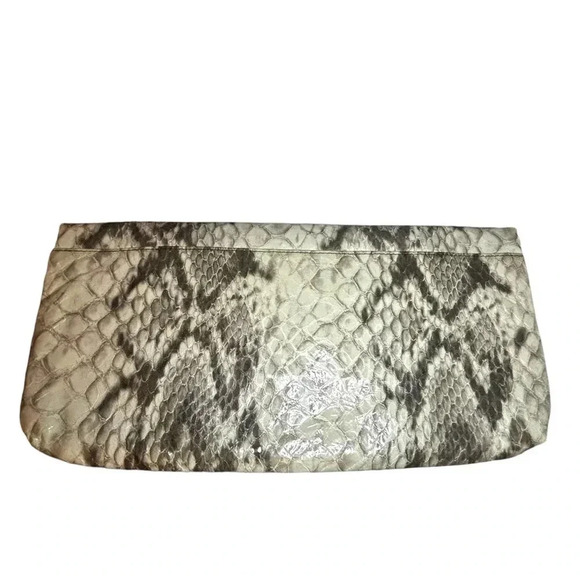 Lodis Clutch Snakeskin Double Compartment Magnet/Zip Snakeskin Clutch NWOT - Picture 6 of 13